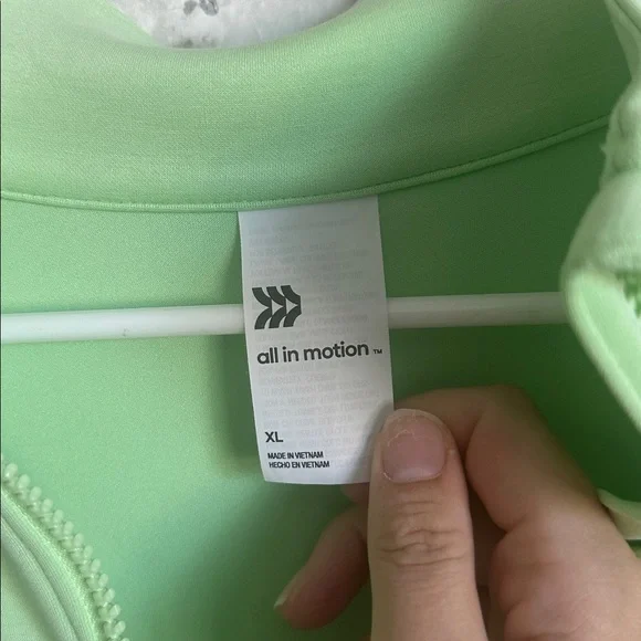 Lime Green Women's Half-Zip Sweatshirt - Picture 2 of 3